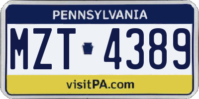 PA license plate MZT4389