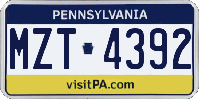 PA license plate MZT4392