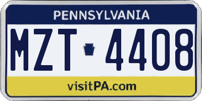 PA license plate MZT4408