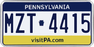 PA license plate MZT4415