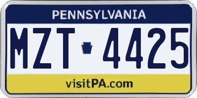PA license plate MZT4425