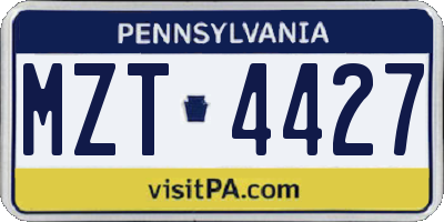 PA license plate MZT4427