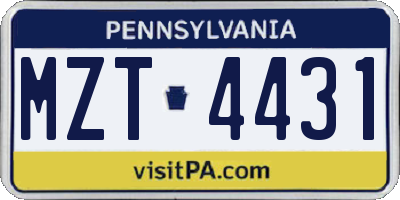 PA license plate MZT4431
