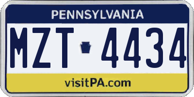 PA license plate MZT4434