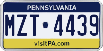 PA license plate MZT4439