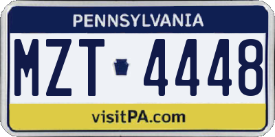 PA license plate MZT4448