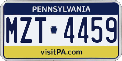PA license plate MZT4459