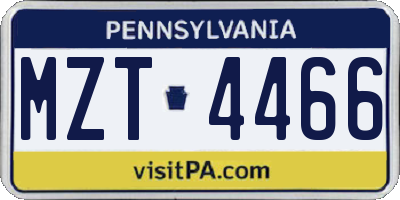 PA license plate MZT4466