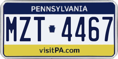PA license plate MZT4467