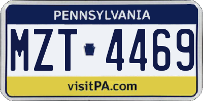 PA license plate MZT4469