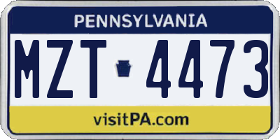 PA license plate MZT4473