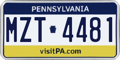 PA license plate MZT4481