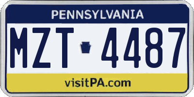 PA license plate MZT4487
