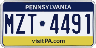 PA license plate MZT4491