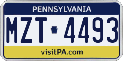 PA license plate MZT4493