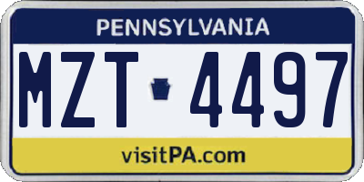 PA license plate MZT4497