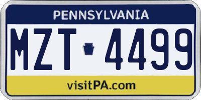 PA license plate MZT4499