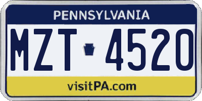 PA license plate MZT4520