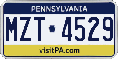 PA license plate MZT4529