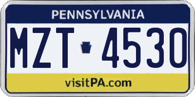 PA license plate MZT4530