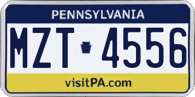 PA license plate MZT4556