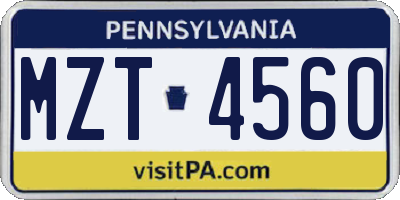 PA license plate MZT4560