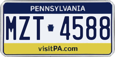 PA license plate MZT4588