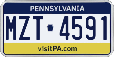 PA license plate MZT4591