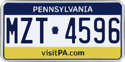 PA license plate MZT4596