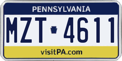 PA license plate MZT4611