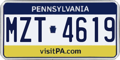 PA license plate MZT4619