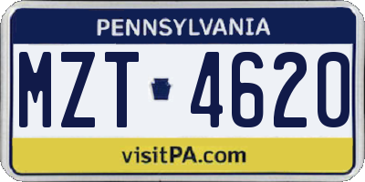 PA license plate MZT4620