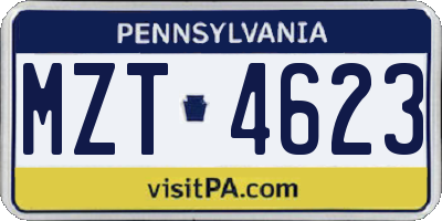 PA license plate MZT4623