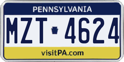 PA license plate MZT4624
