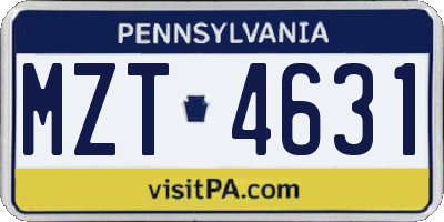 PA license plate MZT4631