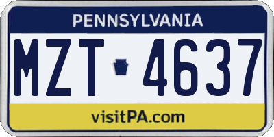 PA license plate MZT4637