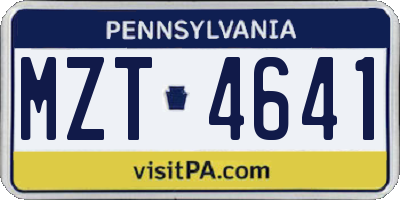 PA license plate MZT4641