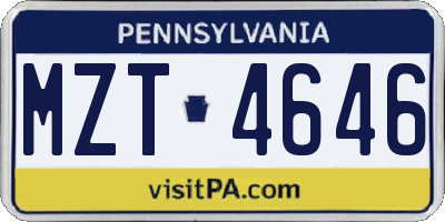 PA license plate MZT4646
