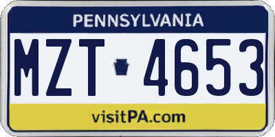 PA license plate MZT4653