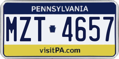 PA license plate MZT4657