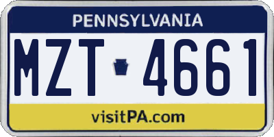 PA license plate MZT4661
