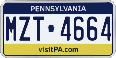 PA license plate MZT4664