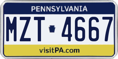 PA license plate MZT4667
