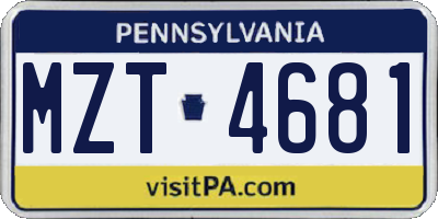PA license plate MZT4681