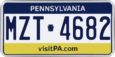 PA license plate MZT4682