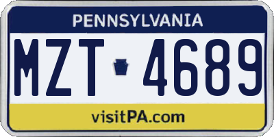 PA license plate MZT4689