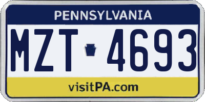 PA license plate MZT4693
