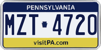 PA license plate MZT4720