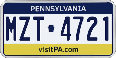 PA license plate MZT4721