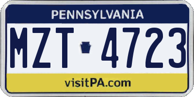 PA license plate MZT4723